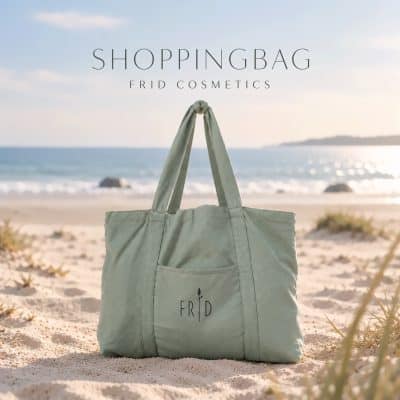 FRID grønn shopping bag i bomull – gjenbrukbart handlenett. frid cosmetics