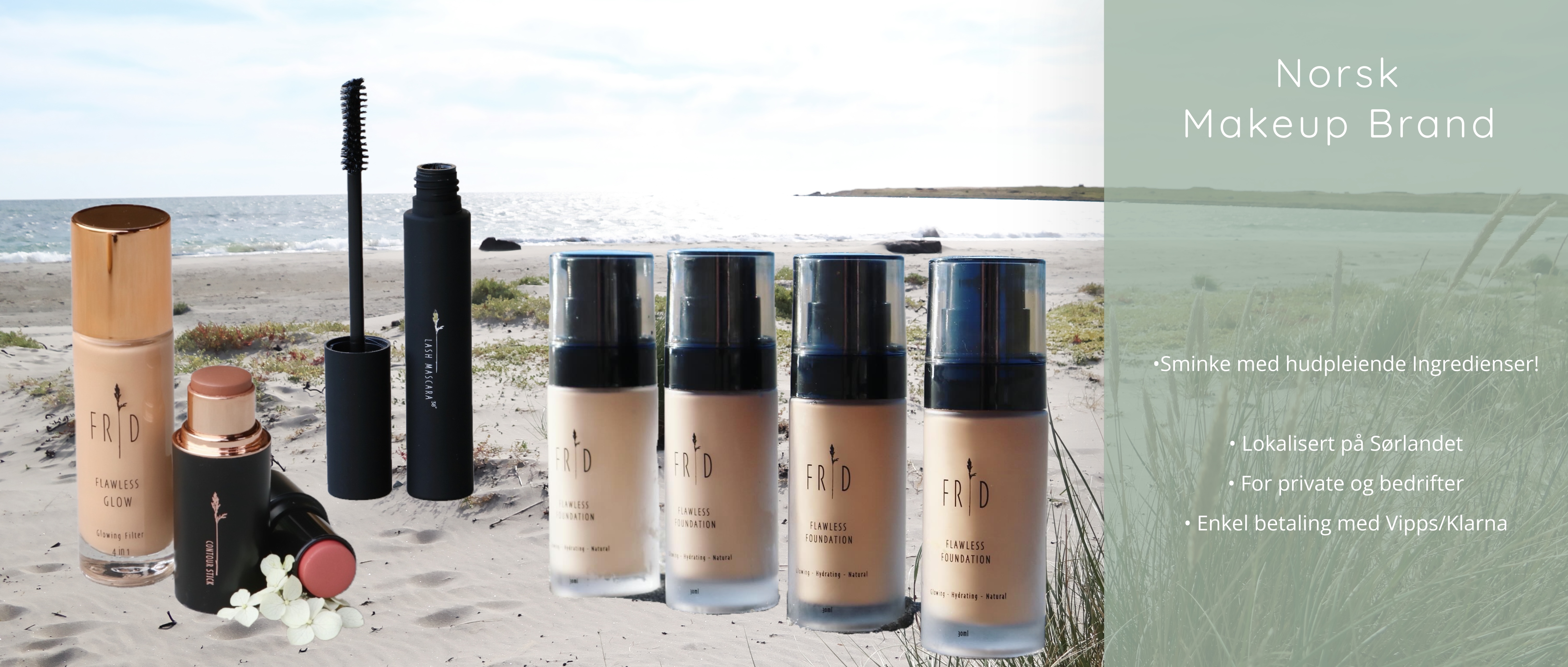FRID cosmetics sminke med hudpleie for sensitiv hud 